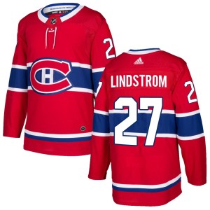 Gustav Lindstrom Men's Adidas Montreal Canadiens Authentic Red Home Jersey