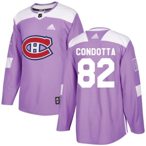 Lucas Condotta Men's Adidas Montreal Canadiens Authentic Purple Fights Cancer Practice Jersey