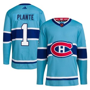 Jacques Plante Men's Adidas Montreal Canadiens Authentic Light Blue Reverse Retro 2.0 Jersey