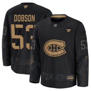 Noah Dobson Youth Fanatics Montreal Canadiens Premium Black 2024 Military Appreciation Practice Jersey
