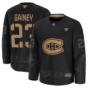 Bob Gainey Youth Fanatics Montreal Canadiens Premium Black 2024 Military Appreciation Practice Jersey