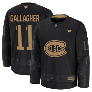 Brendan Gallagher Youth Fanatics Montreal Canadiens Premium Black 2024 Military Appreciation Practice Jersey