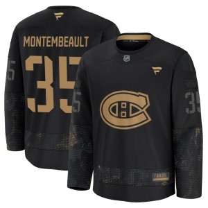 Sam Montembeault Youth Fanatics Montreal Canadiens Premium Black 2024 Military Appreciation Practice Jersey