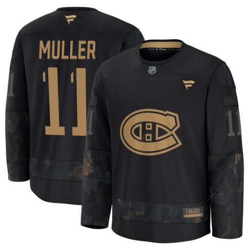 Kirk Muller Youth Fanatics Montreal Canadiens Premium Black 2024 Military Appreciation Practice Jersey