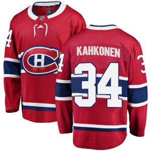 Kaapo Kahkonen Youth Fanatics Branded Montreal Canadiens Breakaway Red Home Jersey