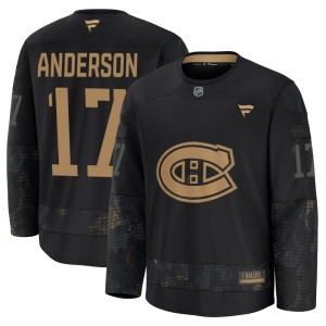 Josh Anderson Men's Fanatics Montreal Canadiens Premium Black 2024 Military Appreciation Practice Jersey