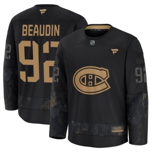 Nicolas Beaudin Men's Fanatics Montreal Canadiens Premium Black 2024 Military Appreciation Practice Jersey