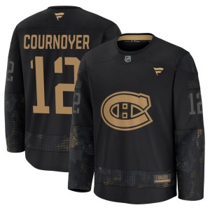 Yvan Cournoyer Men's Fanatics Montreal Canadiens Premium Black 2024 Military Appreciation Practice Jersey