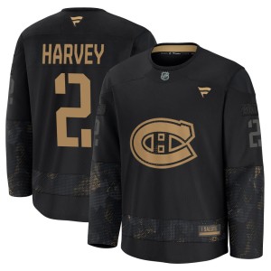 Doug Harvey Men's Fanatics Montreal Canadiens Premium Black 2024 Military Appreciation Practice Jersey