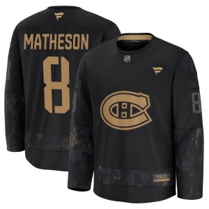 Mike Matheson Men's Fanatics Montreal Canadiens Premium Black 2024 Military Appreciation Practice Jersey