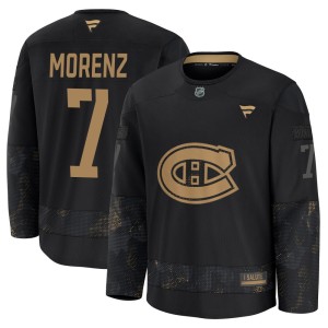 Howie Morenz Men's Fanatics Montreal Canadiens Premium Black 2024 Military Appreciation Practice Jersey