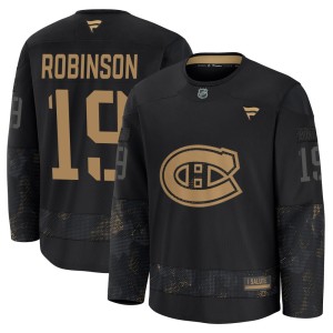 Larry Robinson Men's Fanatics Montreal Canadiens Premium Black 2024 Military Appreciation Practice Jersey