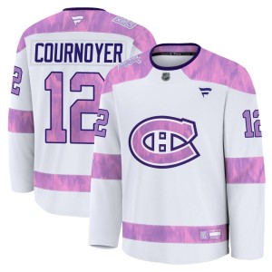 Yvan Cournoyer Men's Fanatics Montreal Canadiens Premium White 2024 Hockey Fights Cancer Practice Jersey