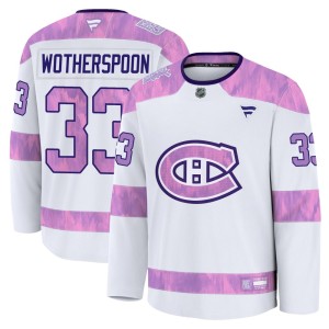 Tyler Wotherspoon Men's Fanatics Montreal Canadiens Premium White 2024 Hockey Fights Cancer Practice Jersey