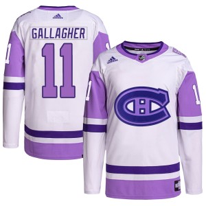 Brendan Gallagher Men's Adidas Montreal Canadiens Authentic White/Purple Hockey Fights Cancer Primegreen Jersey
