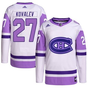 Alexei Kovalev Men's Adidas Montreal Canadiens Authentic White/Purple Hockey Fights Cancer Primegreen Jersey