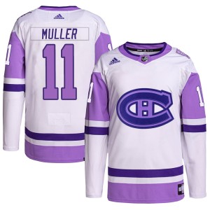 Kirk Muller Men's Adidas Montreal Canadiens Authentic White/Purple Hockey Fights Cancer Primegreen Jersey