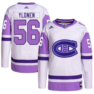 Jesse Ylonen Men's Adidas Montreal Canadiens Authentic White/Purple Hockey Fights Cancer Primegreen Jersey
