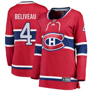 Jean Beliveau Women's Fanatics Branded Montreal Canadiens Breakaway Red Home Jersey