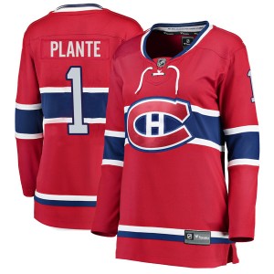 Jacques Plante Women's Fanatics Branded Montreal Canadiens Breakaway Red Home Jersey