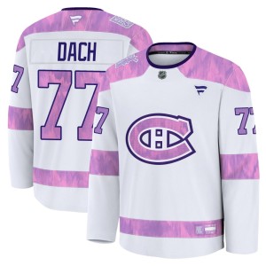 Kirby Dach Youth Fanatics Montreal Canadiens Premium White 2024 Hockey Fights Cancer Practice Jersey
